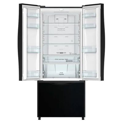 Hitachi French Bottom Freezer Refrigerator Glass 474.5 kW RWB710PUK9GBK Black